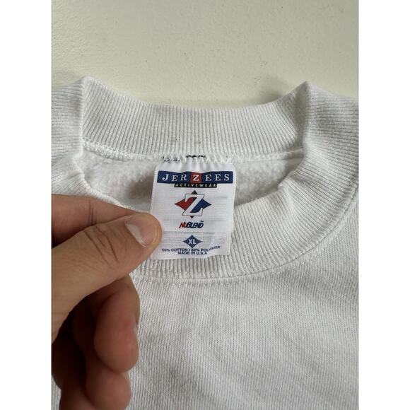 Vintage Y2K Jerzees Crewneck White Sweatshirt XL - Picture 3 of 5